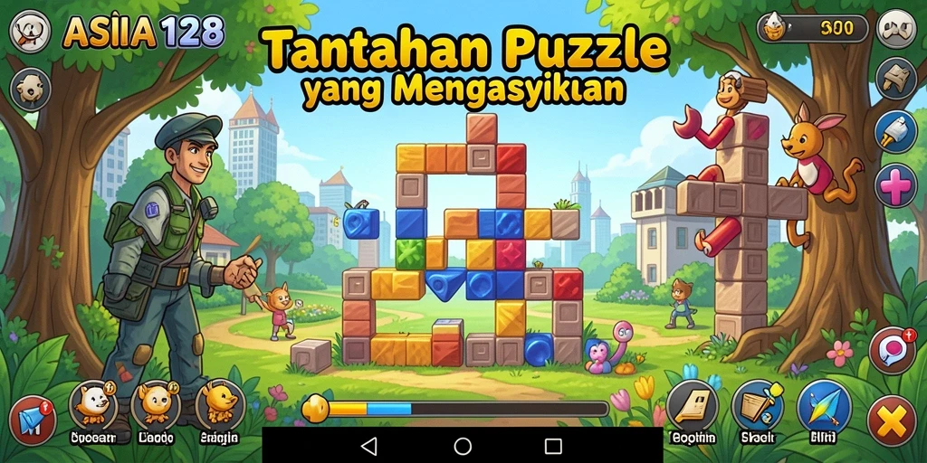 Tampilan gameplay ASIA128 yang penuh warna dan tantangan Puzzle.