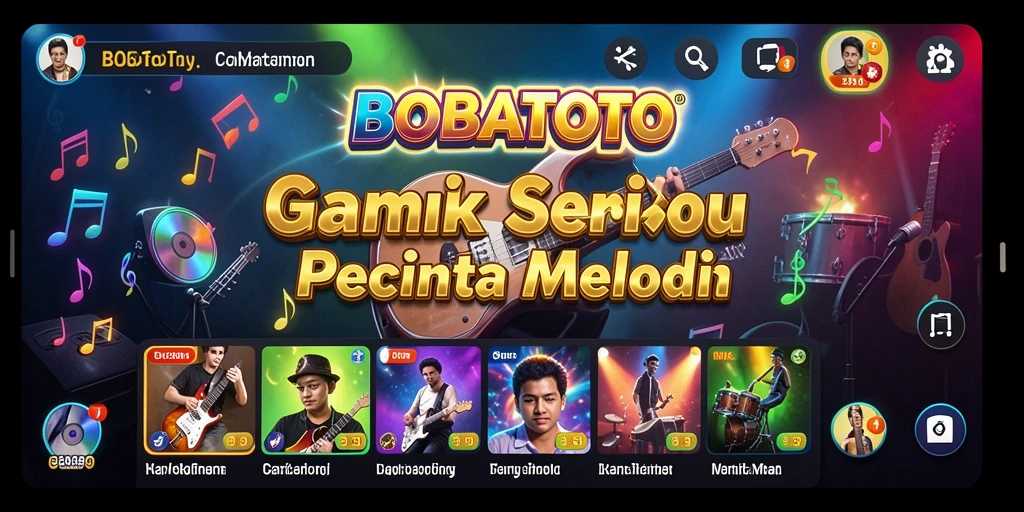 Tampilan gameplay BOBATOTO yang menyenangkan dengan berbagai lagu.