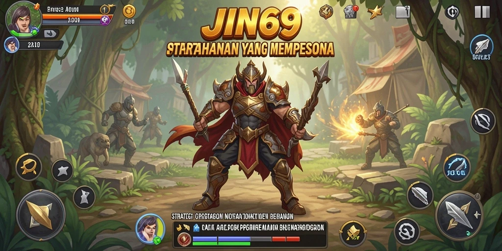 Gameplay mendebarkan dalam JIN69 menara Tower Defense.