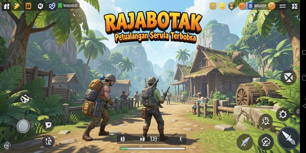 Screenshot gameplay RAJABOTAK menampilkan petualangan seru di dunia terbuka.