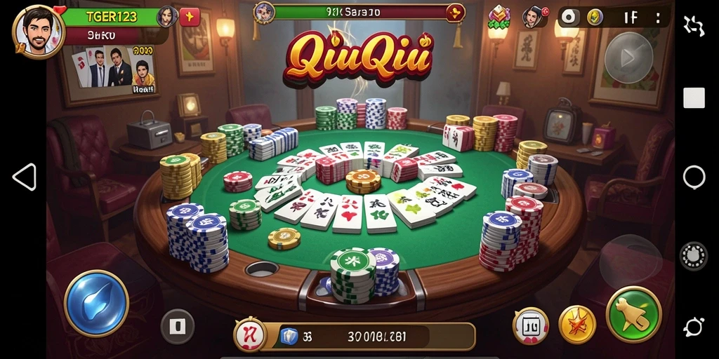Screenshot gameplay TGER123 menunjukkan keseruan permainan QiuQiu.